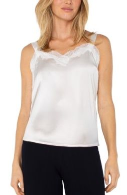 LIVERPOOL | WOMENS CREAM  LACE TRIMED CAMISOLE TANK