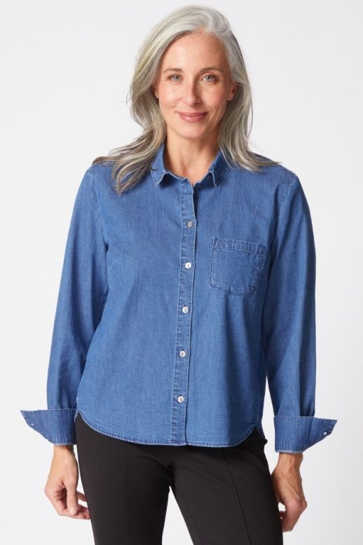 HABITAT | WOMENS DENIM SHIRT W/SHAPED HEM