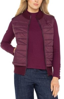 LIVERPOOL | WOMENS MAROON QUILTED MIX MEDIA VEST