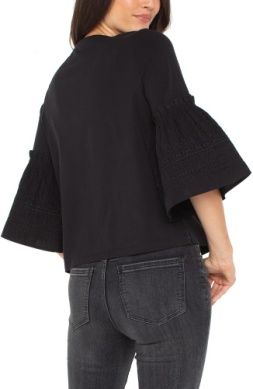 LIVERPOOL | WOMENS BLACK EMBROIDERED BELL SLEEVE TOP