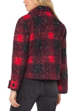 LIVERPOOL | WOMENS BOXY RED/BLACK PLAID BOUCLE JACKET
