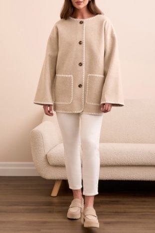 Womens Button-Front Coat With Detachable Scarf On Sale | Tribal  2287O-3995