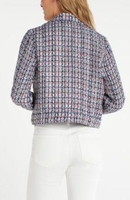LIVERPOOL | WOMENS  NAVY MULTI PLAID TWEED JACKET