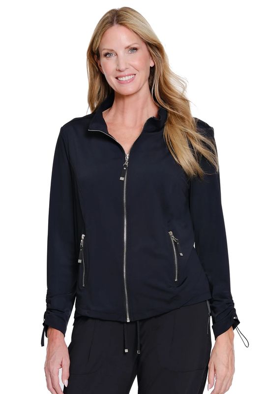 MULTIPLES | WOMENS ZIP FRONT JERSEY KNIT ACTIVE JACKET