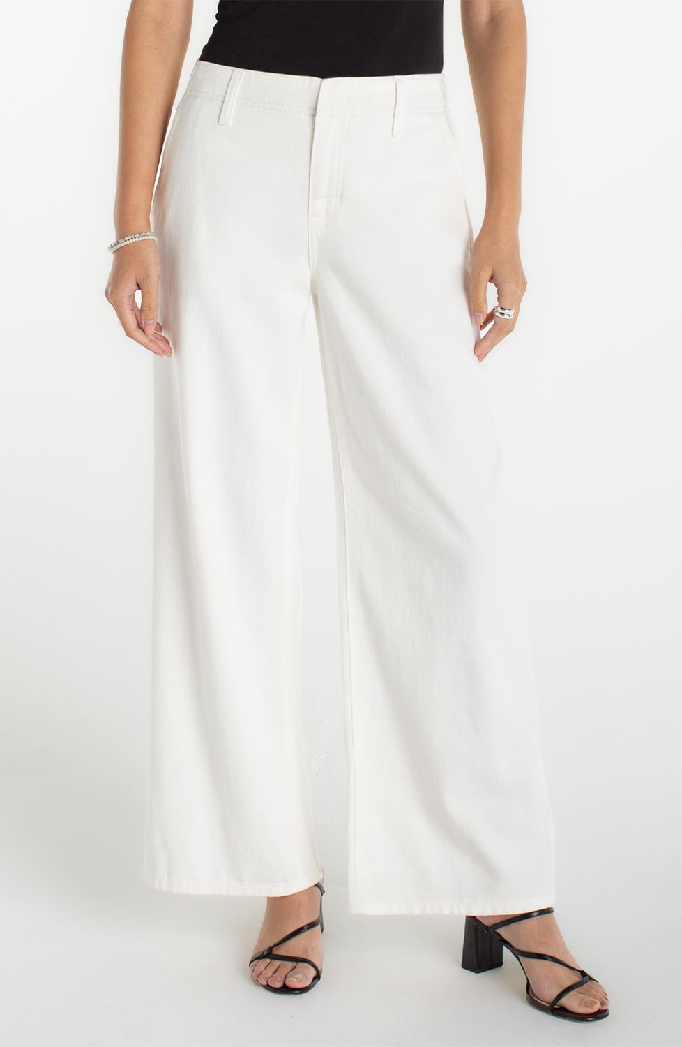 Women’s White Soft Denim Wide Leg Pant | Liverpool LM7B01WA1