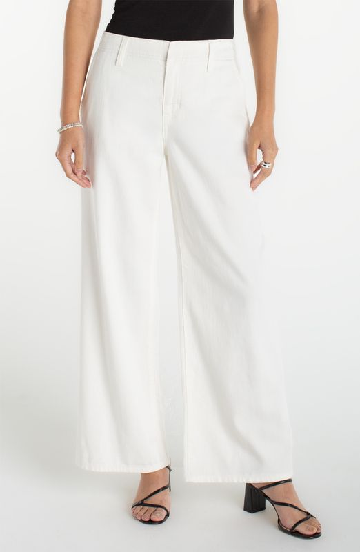 Women’s White Soft Denim Wide Leg Pant | Liverpool LM7B01WA1