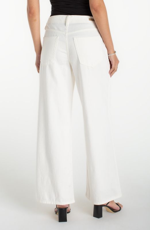 LIVERPOOL | THE WEEKENDER WOMENS SOFT WHITE DENIM WIDE LEG PANT