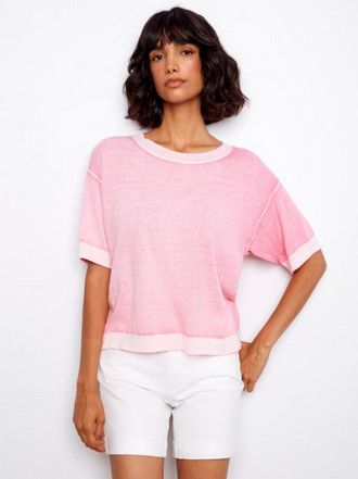Women's Short Sleeve Crew Neck Sweater | Charlie B C2947V/216B