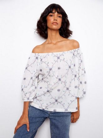 Women's Off Shoulder Embroidered Blouse | Charlie B C5427RR/499C