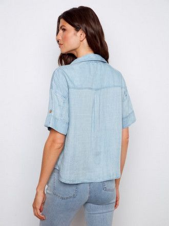 Women's Short Sleeve Tencel Blouse | Charlie B C4688/578C
