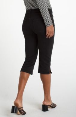 LIVERPOOL | WOMENS BLACK RINSE CAPRI WITH SIDE SLIT