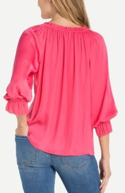 Womens 3/4 sleeve woven blouse w/ruffle detail | Liverpool LM8K96PS3