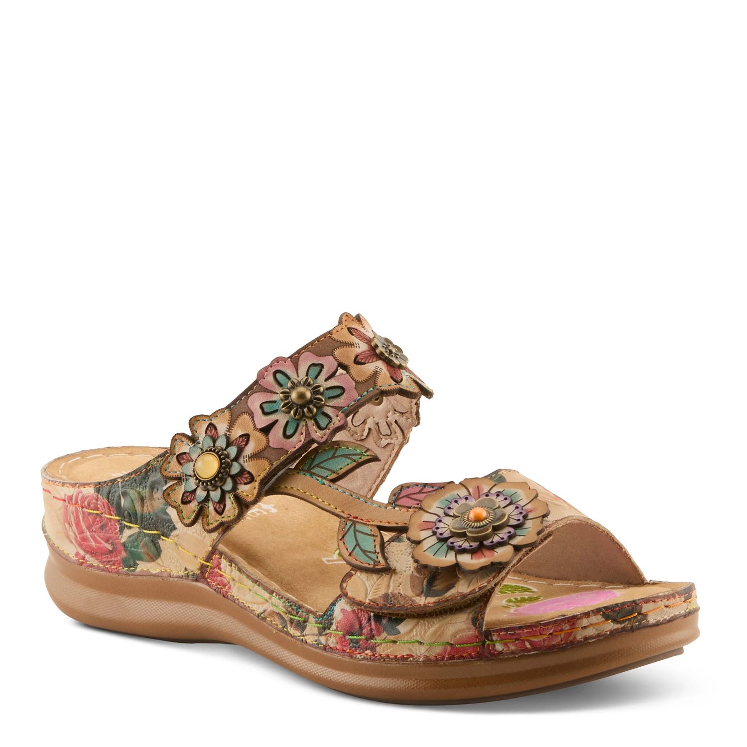 L’ARTISTE 2” WEDGE FLORAL LEATHER SANDAL