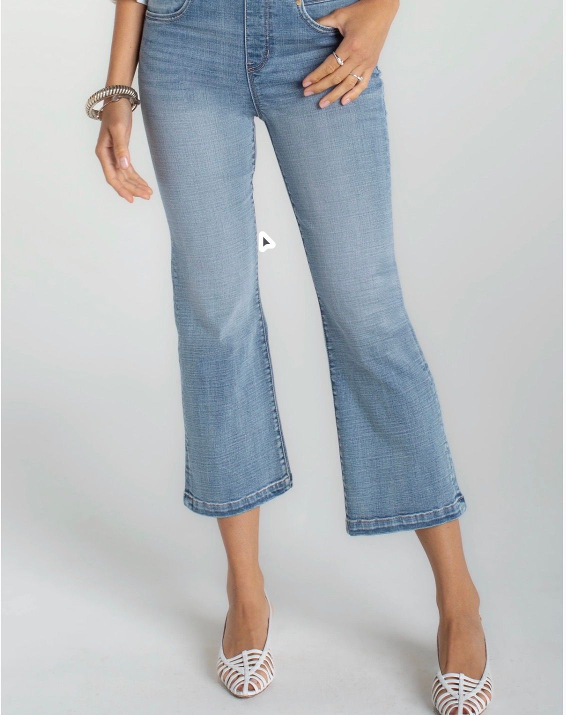 LIVERPOOL GIA GLIDER  CROP WITH BACK HEM SCALLOP