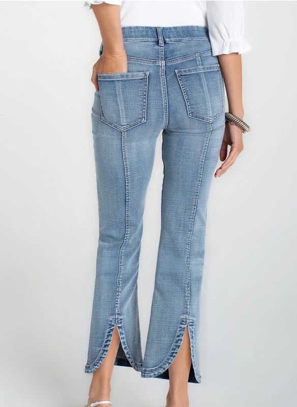 LIVERPOOL GIA GLIDER  CROP WITH BACK HEM SCALLOP