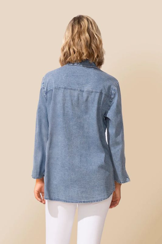 HABITAT | WOMENS LIGHT DENIM SHIRT/JACKET W/ZIP SLEEVE DETAIL