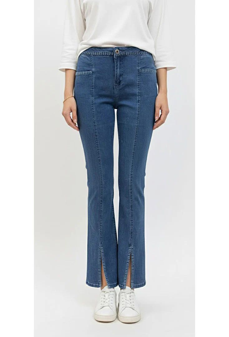 ETHYL ZIP JEAN WITH HEAVY STITCHING