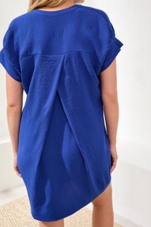 TRIBAL | WOMENS AZURE BLUE SHORT SLEEVE DRESS  W/POCKETS