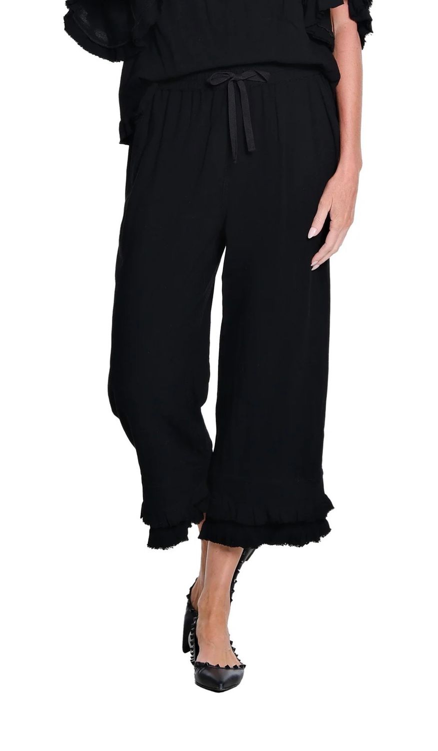 Women's Textured Slub Crop Pant w/Flounce Fringe Hem | Multiples