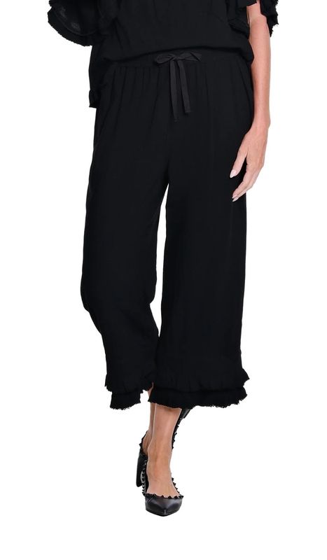 Women's Textured Slub Crop Pant w/Flounce Fringe Hem | Multiples