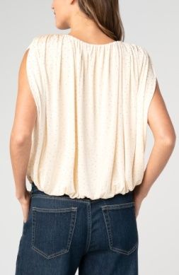 LIVERPOOL | WOMENS SLEEVELESS CREAM DRAPED BUBBLE TOP