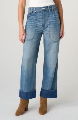 LIVERPOOL | WOMENS HI RISE STREIGHT LEG CUFFED UTILITY JEAN