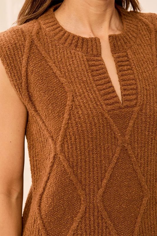 TRIBAL | WOMENS SPLIT CREW NK SWEATER VEST
