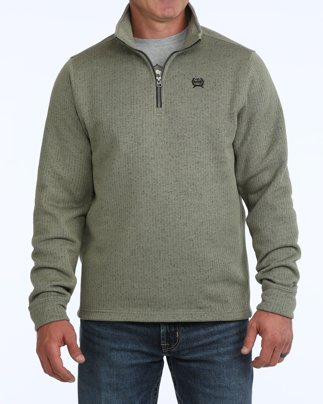 CINCH MENS OLIVE 1/4 ZIP PULLOVER