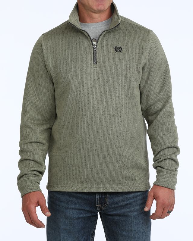 CINCH MENS OLIVE 1/4 ZIP PULLOVER
