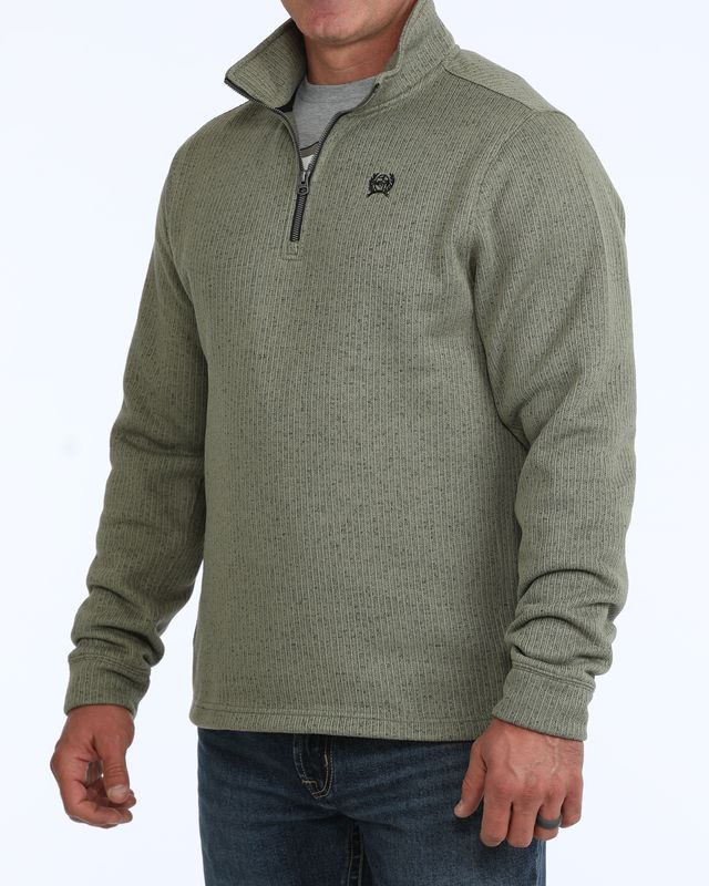 CINCH MENS OLIVE 1/4 ZIP PULLOVER