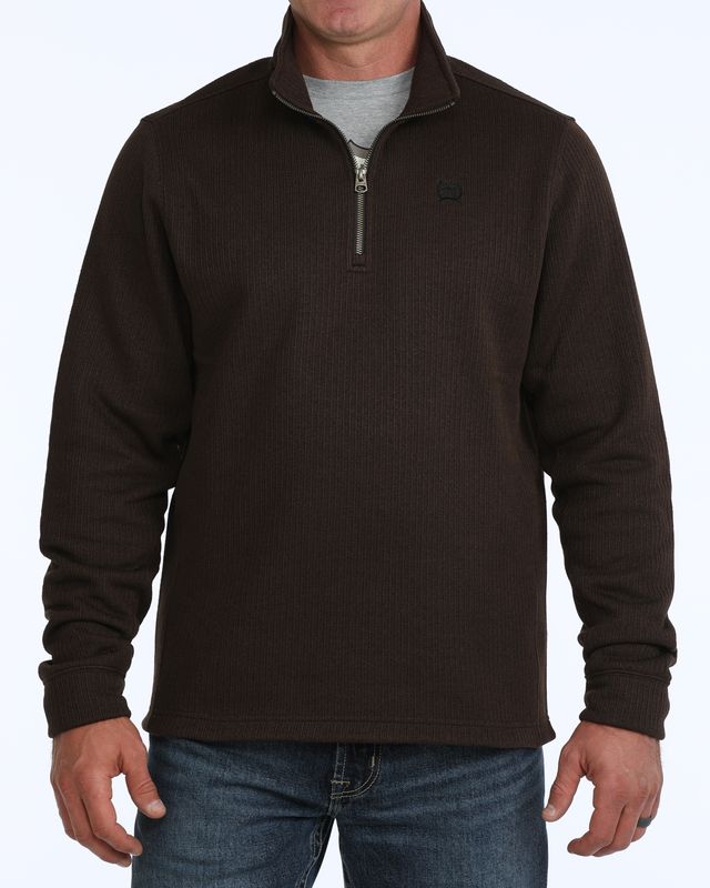 CINCH MENS BROWN 1/4 ZIP PULLOVER