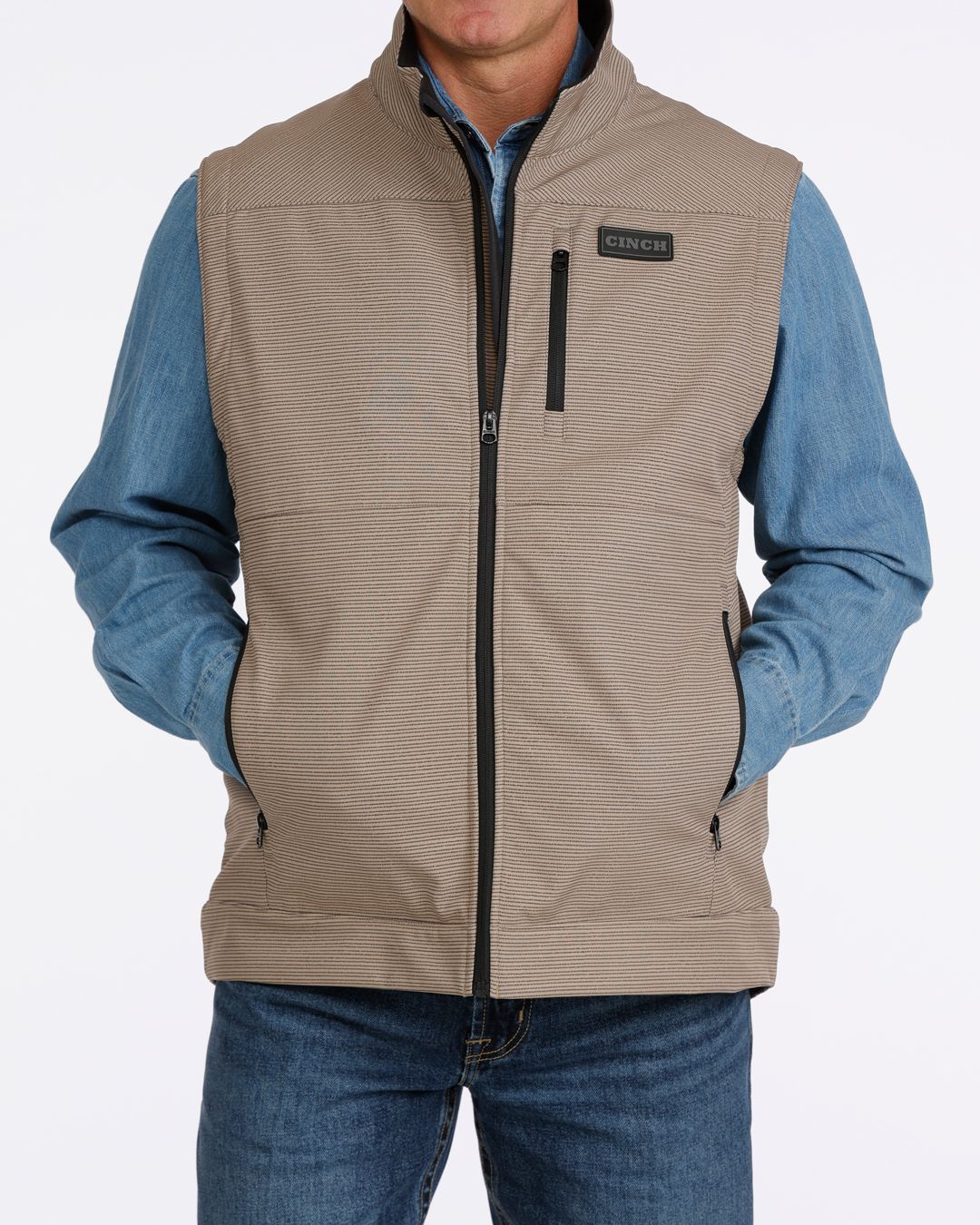 CINCH MENS CONCEAL CARRY KHAKI TEXTURED BONDED VEST