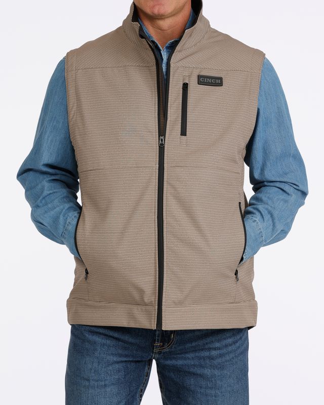 CINCH MENS CONCEAL CARRY KHAKI TEXTURED BONDED VEST