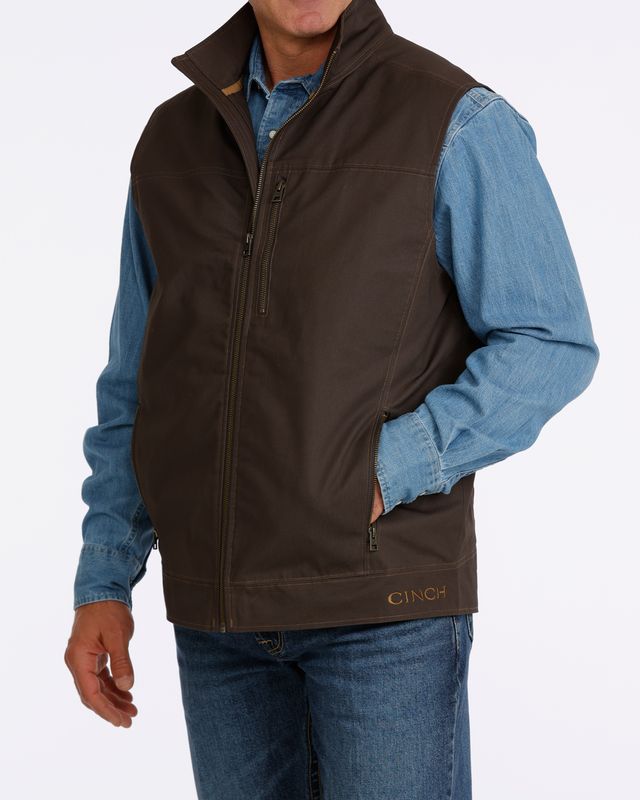CINCH MENS BROWN CANVAS CONCEAL CARRY VEST