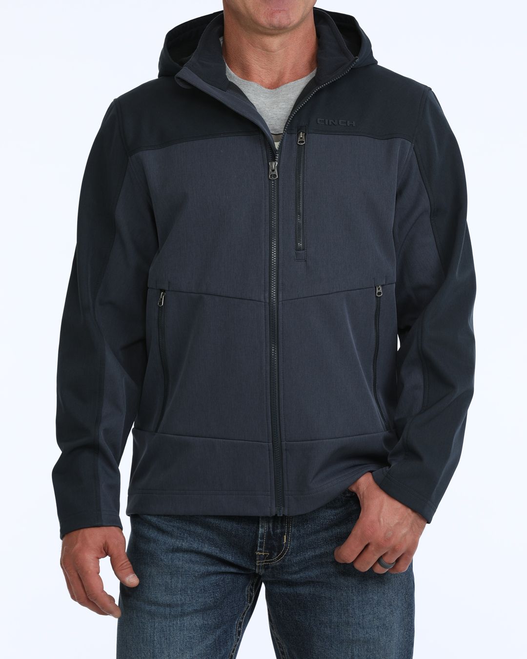 CINCH MENS NAVY BONDED HOODED JACKET