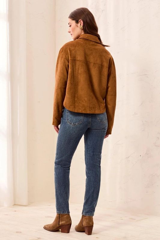 TRIBAL | WOMENS SOFT TOUCH FAUX SUEDE SNAP FRNT JACKET