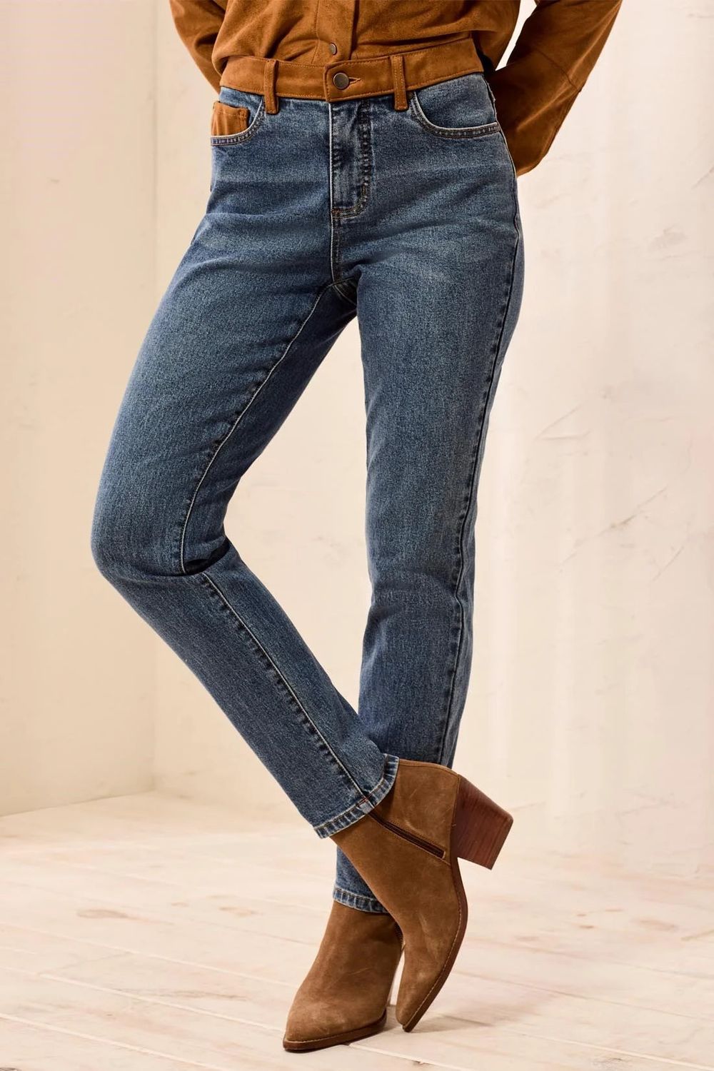  TRIBAL | WOMENS AUDREY SLIM ANKLE JEAN W/FAUX SUEDE TRIM