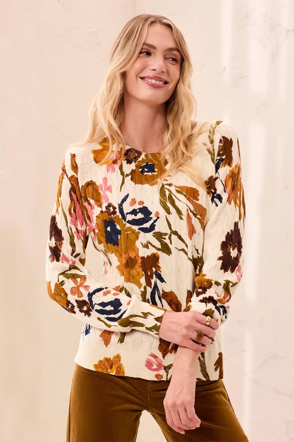TRIBAL | WOMENS FALL PRINTED CABLE SWEATER