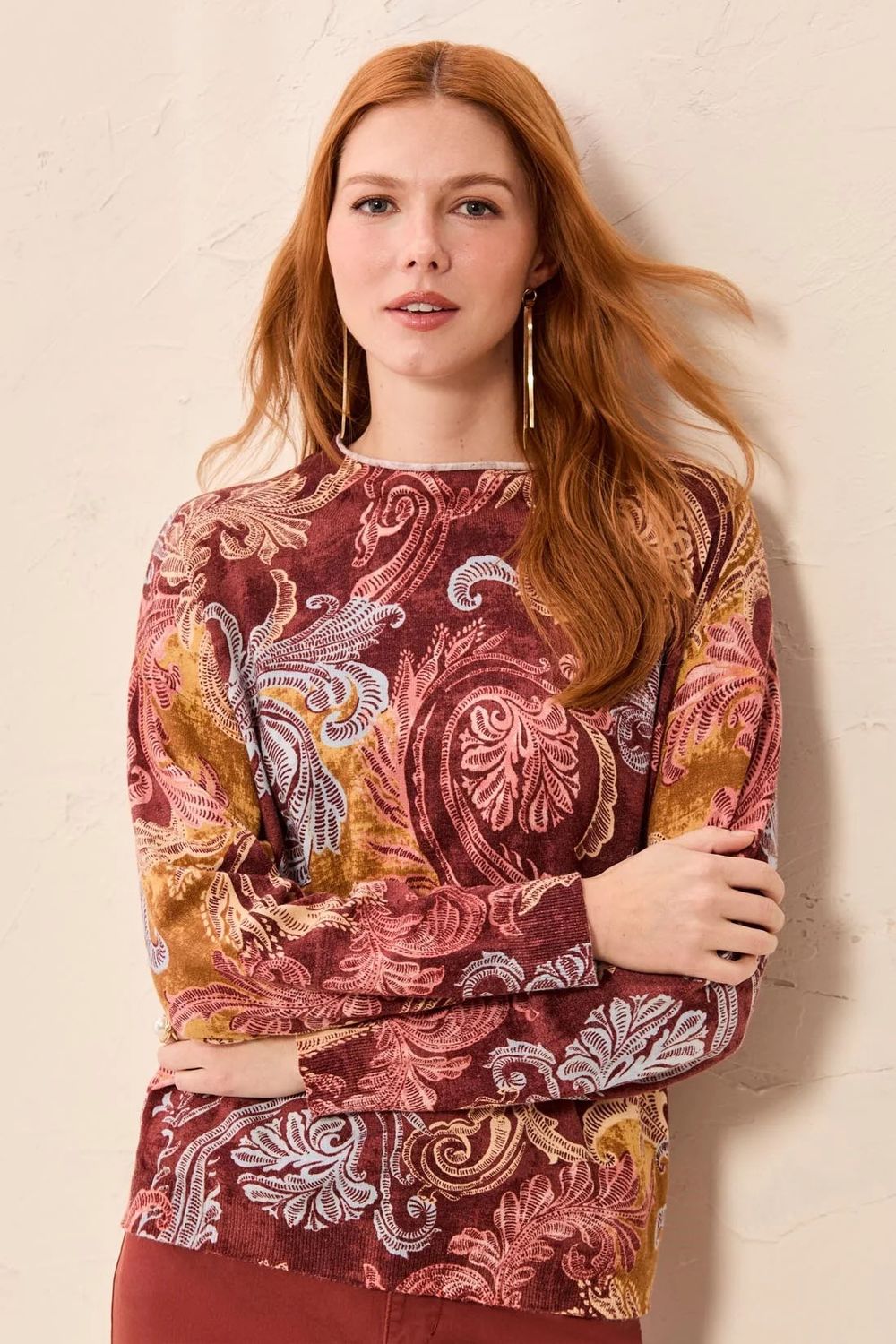 TRIBAL | WOMENS HENNA PRINTED FUNNEL NK SWTR