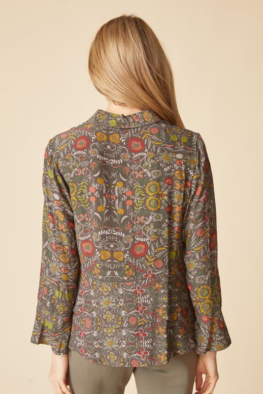 HABITAT | WOMENS RAYON CREPE GARDEN FLOUNCE SHIRT