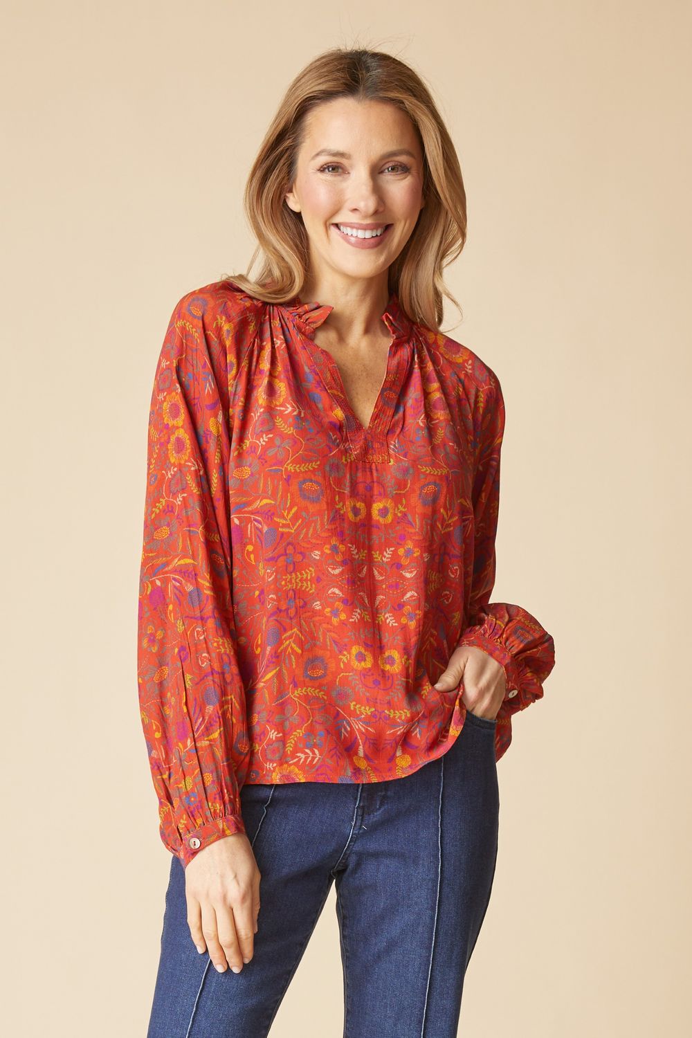 HABITAT | WOMENS SIENNA RAYON CREPE BLOUSE