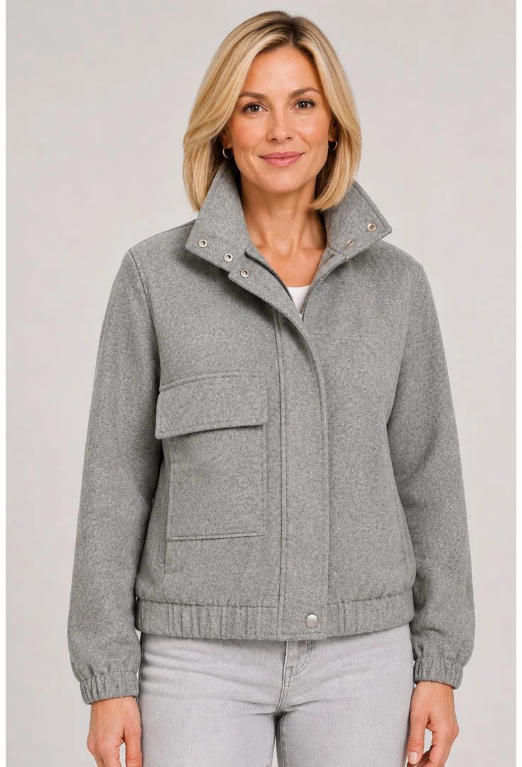 ETHYL | WOMENS GRY SOFT KNIT BOMBER JACKET