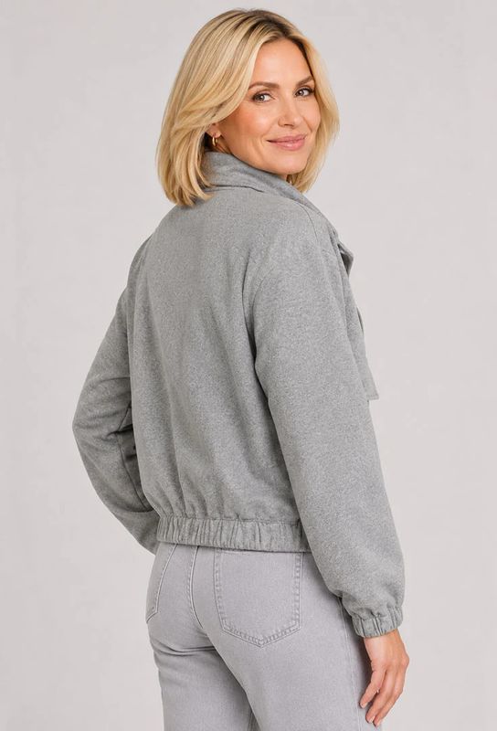 ETHYL | WOMENS GRY SOFT KNIT BOMBER JACKET