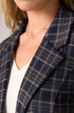 LIVERPOOL | WOMENS NVY/TAN PLAID BOYFRIEND BLAZER