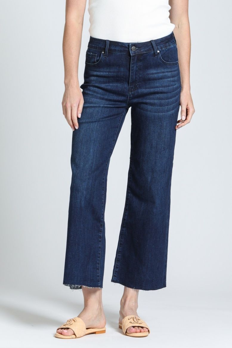 APNY | WOMENS DARK INDIGO DENIM WIDE LEG CROP