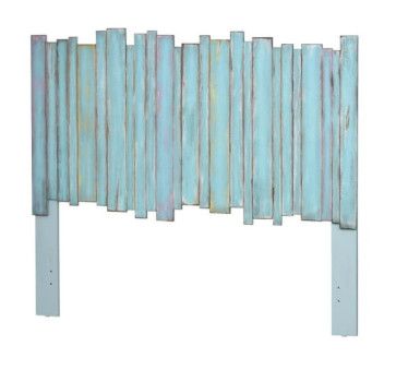 B78241 King Picket Fence Headboard, Color: Distressed Bleu