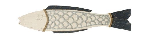 WI522435 Wooden Fish Wall Art White w/ Navy Fins