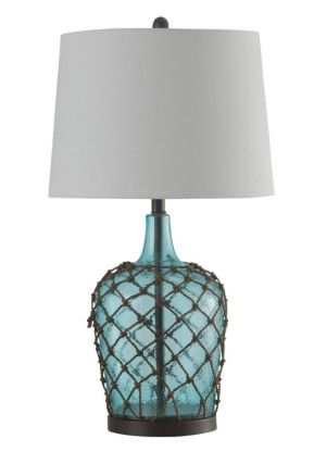 L314502 Cayos Blue Meshed Glass Traditional Table Lamp