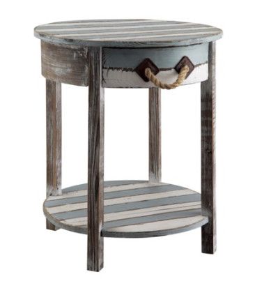 CVFZR691 Nantucket 1-Drawer Round Accent Table