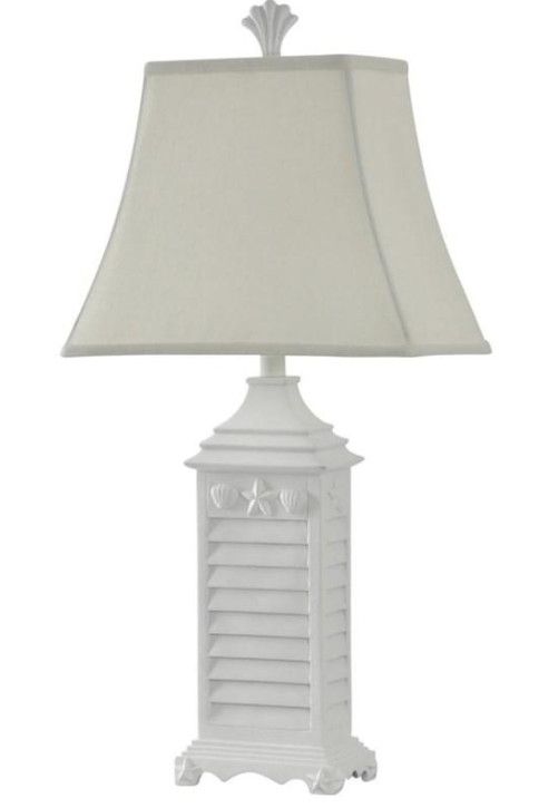 L32382 Nautical Theme Table Lamp in White w/ Oatmeal Shade